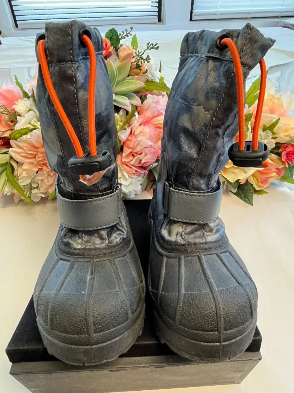 Columbia Powderbug Forty Print Kids Snow Boots Gray Camo 11